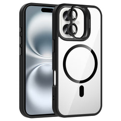 Apple iPhone 16 Kılıf Standlı ve Kamera Lens Hediyeli M-Safe Şarj Özellikli Zore Etro Kapak