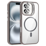 Apple iPhone 16 Kılıf Standlı ve Kamera Lens Hediyeli M-Safe Şarj Özellikli Zore Etro Kapak