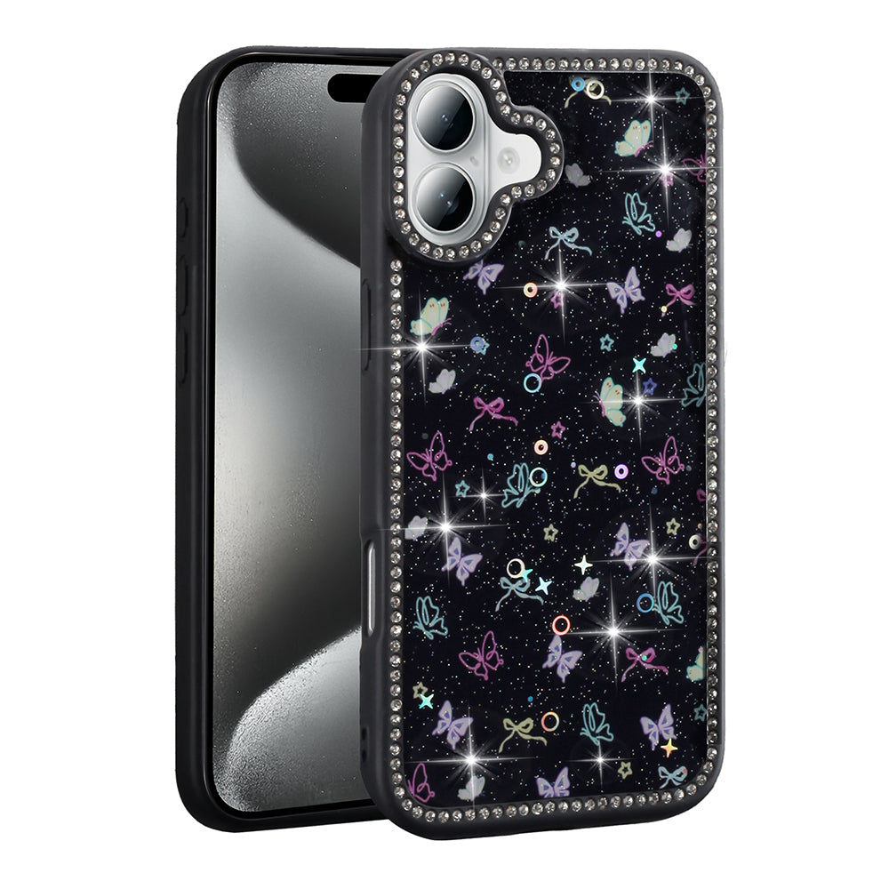 Apple iPhone 16 Kılıf Taşlı ve Simli Tasarım Zore Azra Kapak