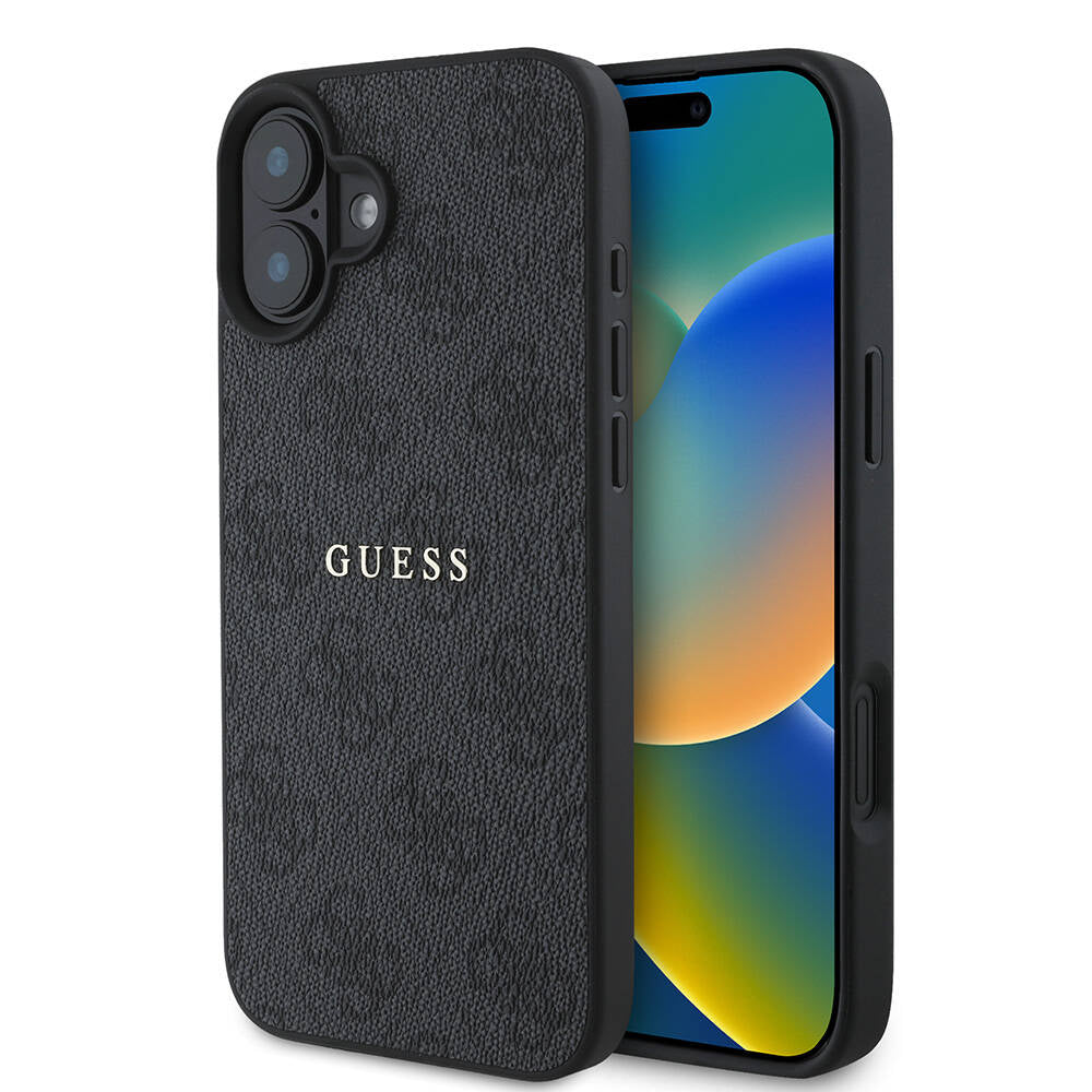 Apple iPhone 16 Plus Kılıf Guess Orjinal Lisanslı M-safe Şarj Özellikli 4G Desenli Yazı Logolu Kapak