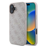 Apple iPhone 16 Plus Kılıf Guess Orjinal Lisanslı M-safe Şarj Özellikli 4G Desenli Yazı Logolu Kapak