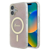 Apple iPhone 16 Plus Kılıf Guess Orjinal Lisanslı M-safe Şarj Özellikli Yazı Logolu 4G Desenli Kapak