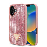 Apple iPhone 16 Plus Kılıf Guess Orjinal Lisanslı Taşlı Arka Yüzey Üçgen Logolu Kapak