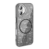 Apple iPhone 16 Plus Kılıf M-safe Şarj Özellikli Parlayan Simli Zore Okso Kapak