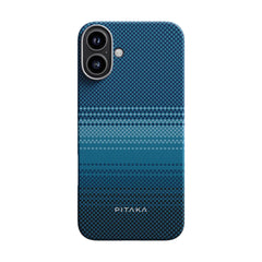 Apple iPhone 16 Plus Kılıf M-safe Şarj Özellikli Aramid Fiber Pitaka Tactile Woven Sunset-Moonrise Serisi Moonrise Kapak