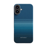 Apple iPhone 16 Plus Kılıf M-safe Şarj Özellikli Aramid Fiber Pitaka Tactile Woven Sunset-Moonrise Serisi Moonrise Kapak