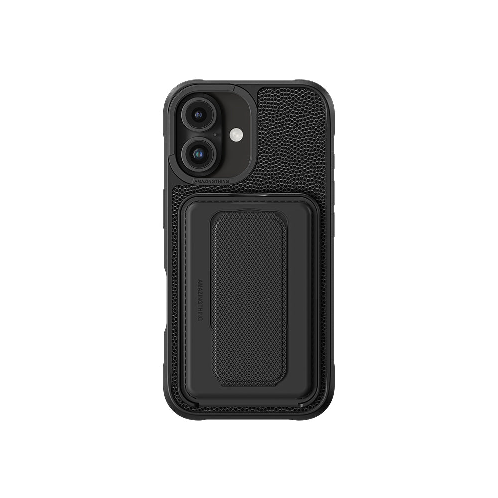 Apple iPhone 16 Plus Kılıf M-safe Şarj Özellikli Standlı Kartlıklı Set Amazinghing Glamour Luxe Serisi Kapak