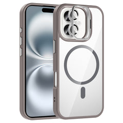 Apple iPhone 16 Plus Kılıf Standlı ve Kamera Lens Hediyeli M-Safe Şarj Özellikli Zore Etro Kapak