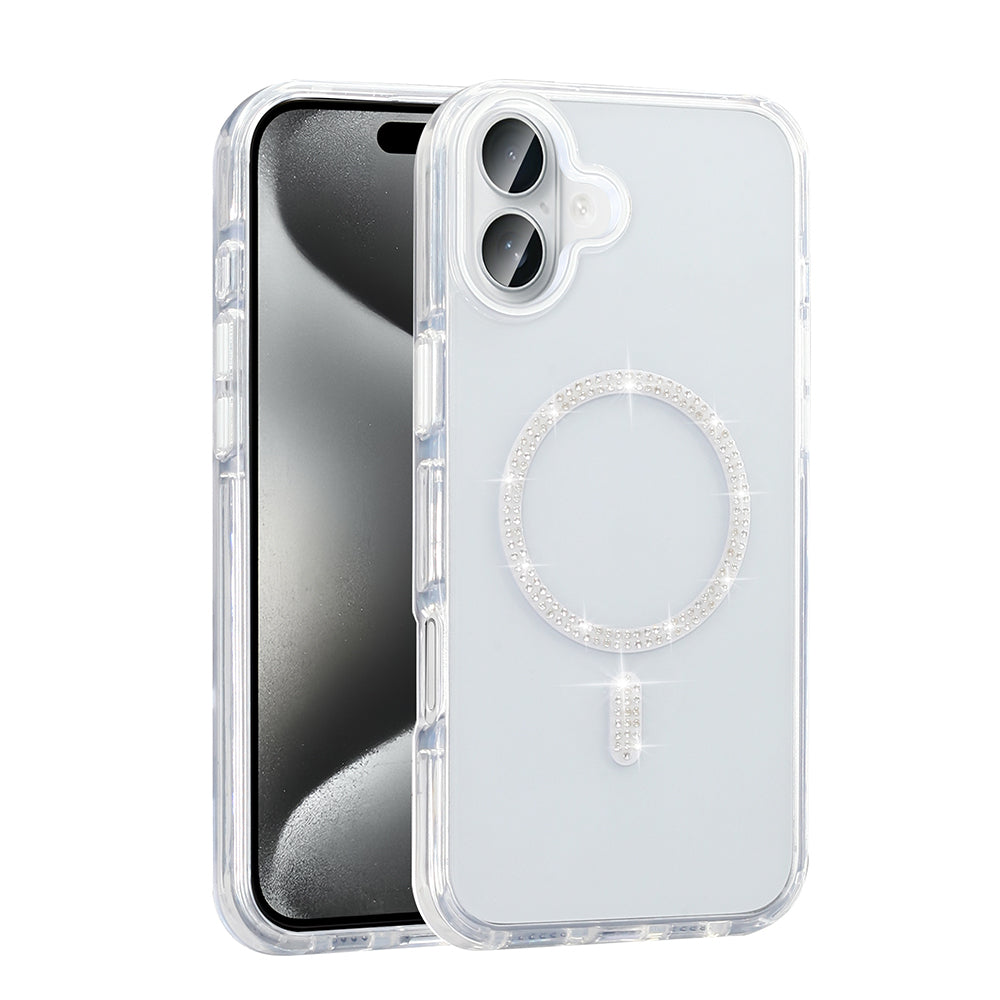 Apple iPhone 16 Plus Kılıf Taşlı Tasarım M-safe Şarj Özellikli Zore Koment Silikon Kapak