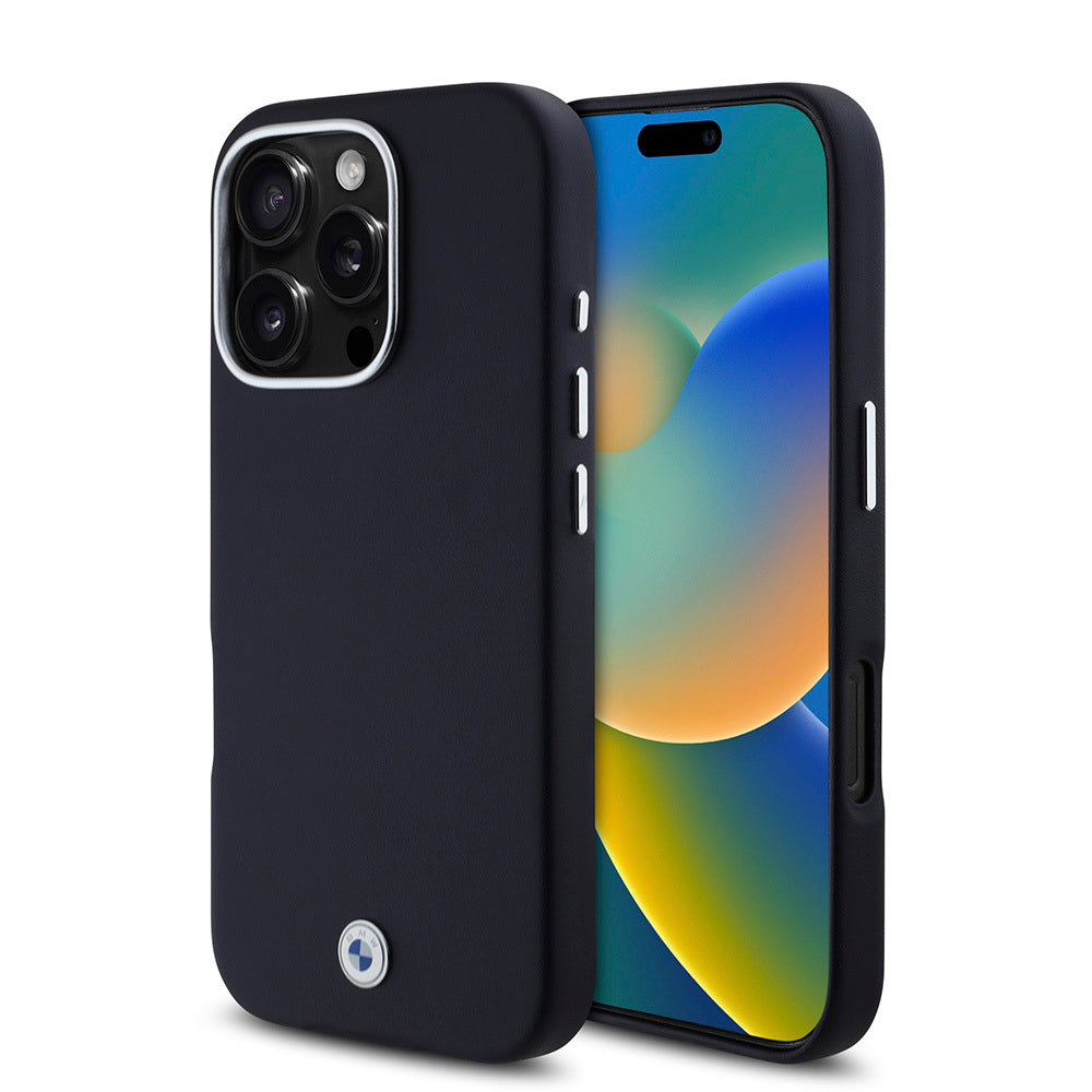 Apple iPhone 16 Pro Kılıf BMW Orjinal Lisanslı M-safe Şarj Özellikli Metal Logolu Tam Kaplama Deri Kapak