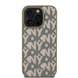 Apple iPhone 16 Pro Kılıf DKNY Orjinal Lisanslı M-safe Şarj Özellikli 3D Yazılı Grid Pattern Kapak