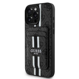 Apple iPhone 16 Pro Kılıf Guess Orjinal Lisanslı M-safe Şarj Özellikli 4G Desenli Çizgili Kartlıklı Kapak