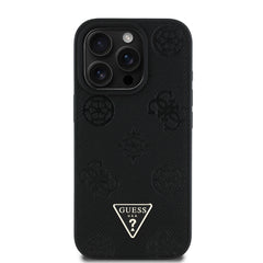 Apple iPhone 16 Pro Kılıf Guess Orjinal Lisanslı M-safe Şarj Özellikli Sıcak Baskılı Üçgen Logolu PU Deri Peony Kapak