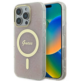 Apple iPhone 16 Pro Kılıf Guess Orjinal Lisanslı M-safe Şarj Özellikli Yazı Logolu 4G Desenli Kapak