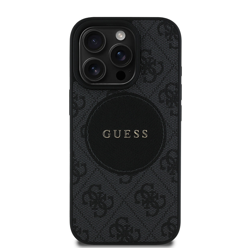 Apple iPhone 16 Pro Kılıf Guess Orjinal Lisanslı M-safe Şarj Özellikli Yazı Logolu Circle Classic Kapak