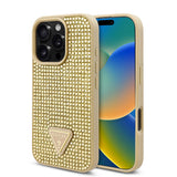 Apple iPhone 16 Pro Kılıf Guess Orjinal Lisanslı Taşlı Arka Yüzey Üçgen Logolu Kapak