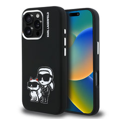 Apple iPhone 16 Pro Kılıf Karl Lagerfeld Orjinal Lisanslı Karl & Choupette Sketch Logo Sililkon Kapak