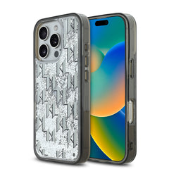 Apple iPhone 16 Pro Kılıf Karl Lagerfeld Orjinal Lisanslı Simli KL Yazılı Monogram Gradient Kapak