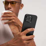 Apple iPhone 16 Pro Kılıf M-safe Şarj Özellikli Aramid Fiber Pitaka Military-Grade Classic Serisi New Logo Black-Grey Twill Kapak