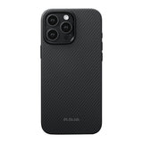 Apple iPhone 16 Pro Kılıf M-safe Şarj Özellikli Aramid Fiber Pitaka Military-Grade Classic Serisi New Logo Black-Grey Twill Kapak