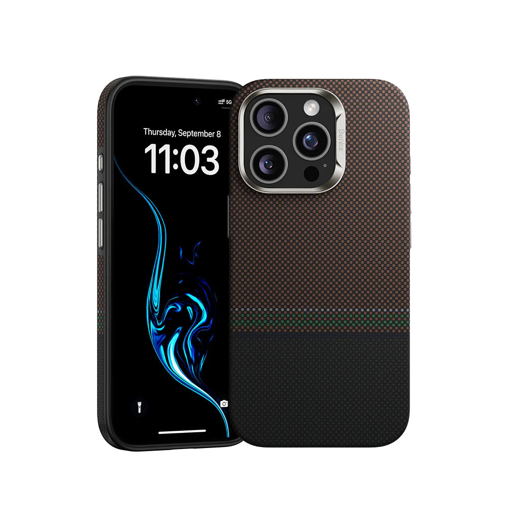Apple iPhone 16 Pro Kılıf M-safe Şarj Özellikli Karbon Fiber Tasarımlı Benks Prestige ArmorPro Kevlar Kapak