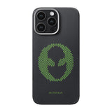Apple iPhone 16 Pro Kılıf M-safe Şarj Özellikli Lumintex Teknolojili Fosforlu Aramid Fiber Pitaka Tactile Woven Aries Serisi Alien Kapak