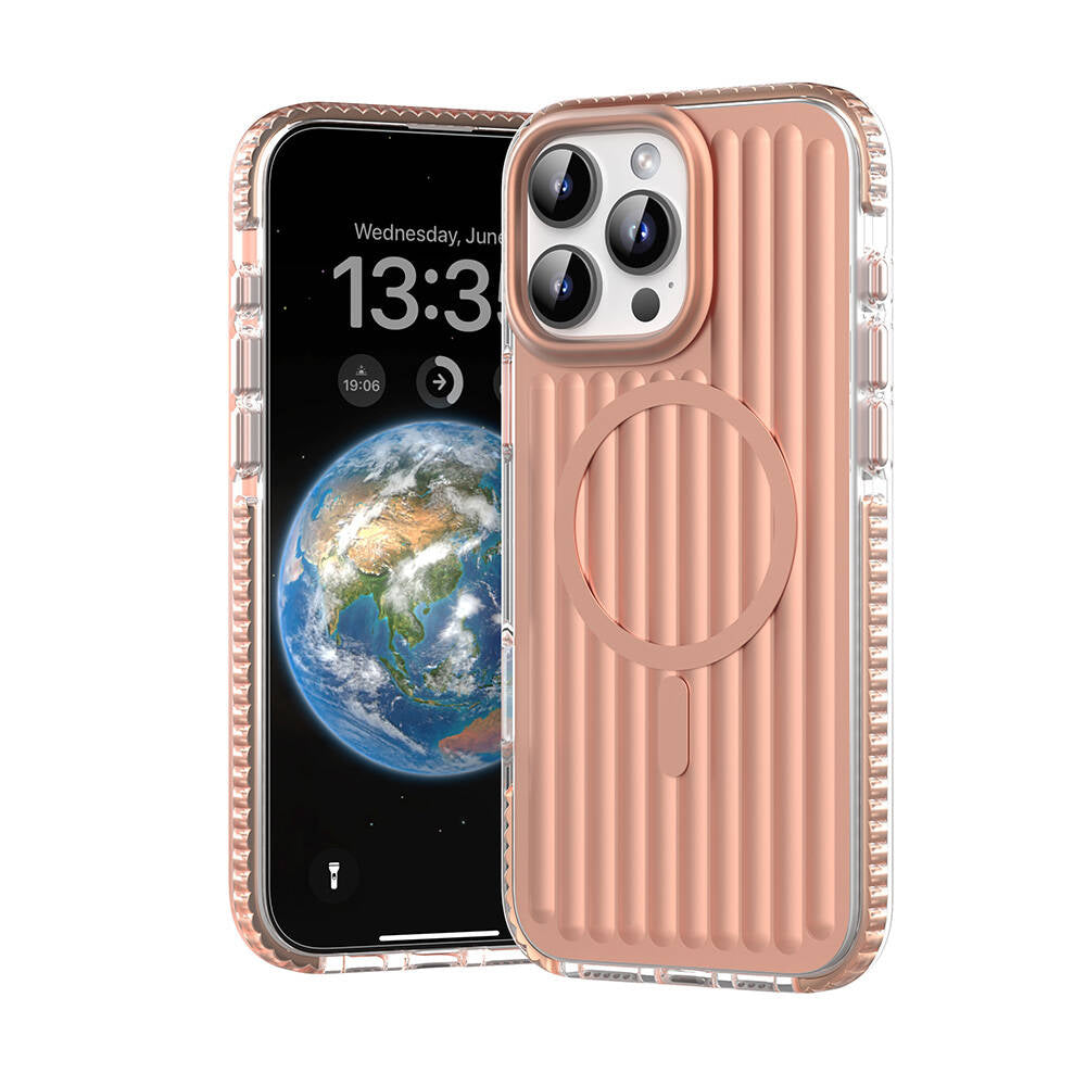 Apple iPhone 16 Pro Kılıf M-safe Şarj Özellikli Oyuklu Tasarım Mutural Bumpy Clear Kapak