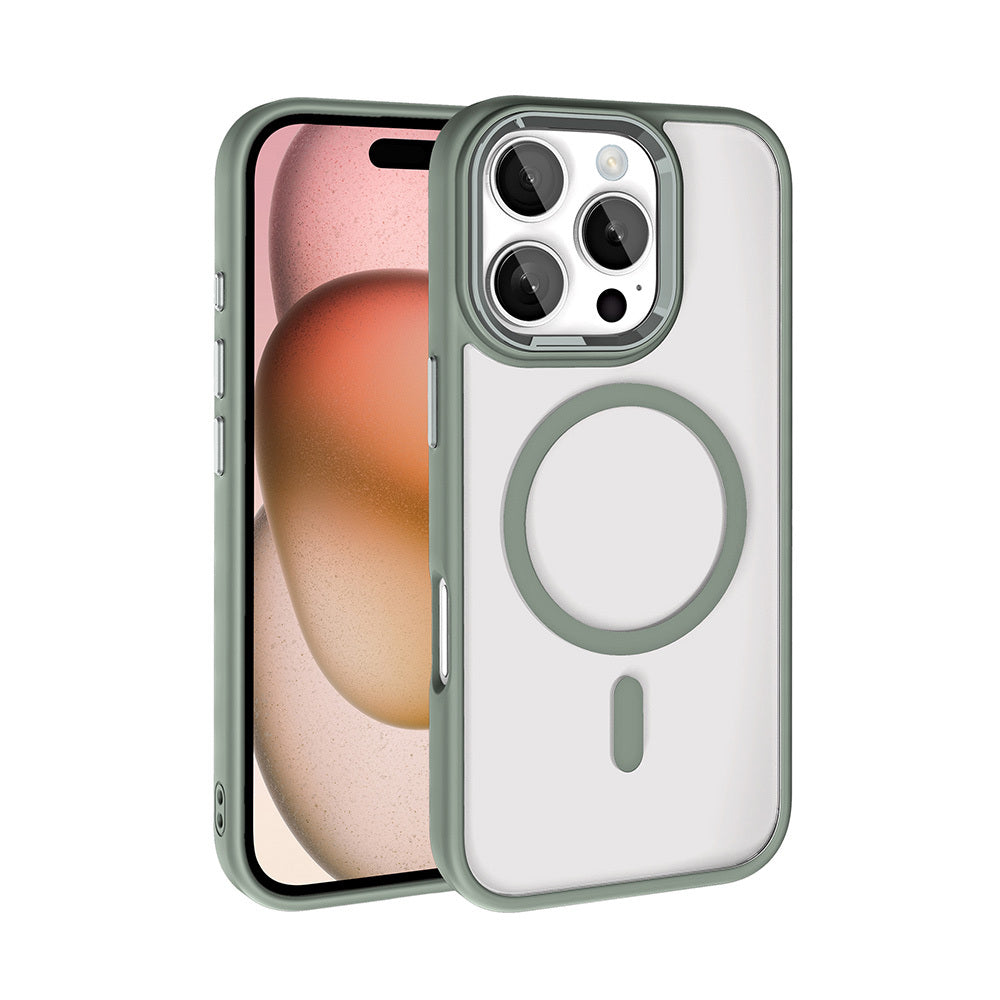Apple iPhone 16 Pro Kılıf Wireless Şarj Özellikli Zore Krom M-safe Silikon Kapak