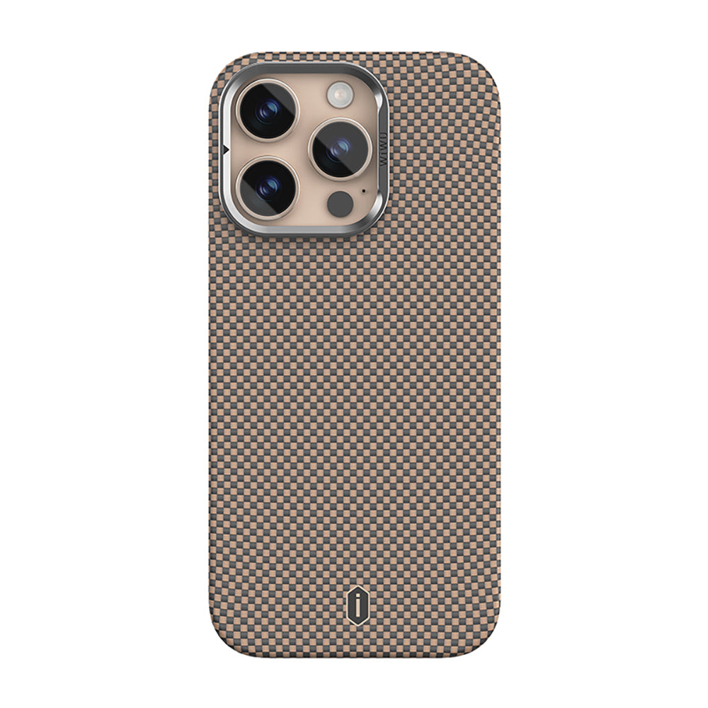 Apple iPhone 16 Pro Kılıf Wiwu DCC-208 M-safe Şarj Özellikli Kamera Standlı Aramid Fiber Tasarım Kevlar Kapak
