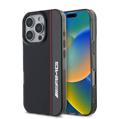 Apple iPhone 16 Pro Max Kılıf AMG Orjinal Lisanslı M-safe Şarj Özellikli IML Baskı Logolu Çift Katmanlı Bow Lines Kapak