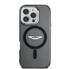 Apple iPhone 16 Pro Max Kılıf Aston Martin Orjinal Lisanslı M-safe Şarj Özellikli IML Baskı Logolu Buzlu Kapak