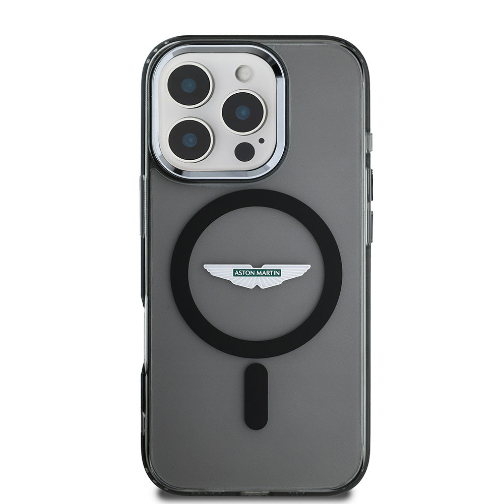 Apple iPhone 16 Pro Max Kılıf Aston Martin Orjinal Lisanslı M-safe Şarj Özellikli IML Baskı Logolu Buzlu Kapak