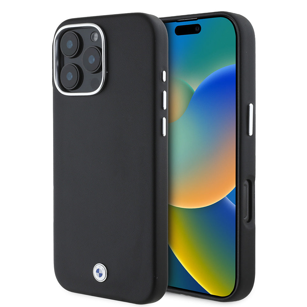 Apple iPhone 16 Pro Max Kılıf BMW Orjinal Lisanslı M-safe Şarj Özellikli Metal Logolu Tam Kaplama Deri Kapak