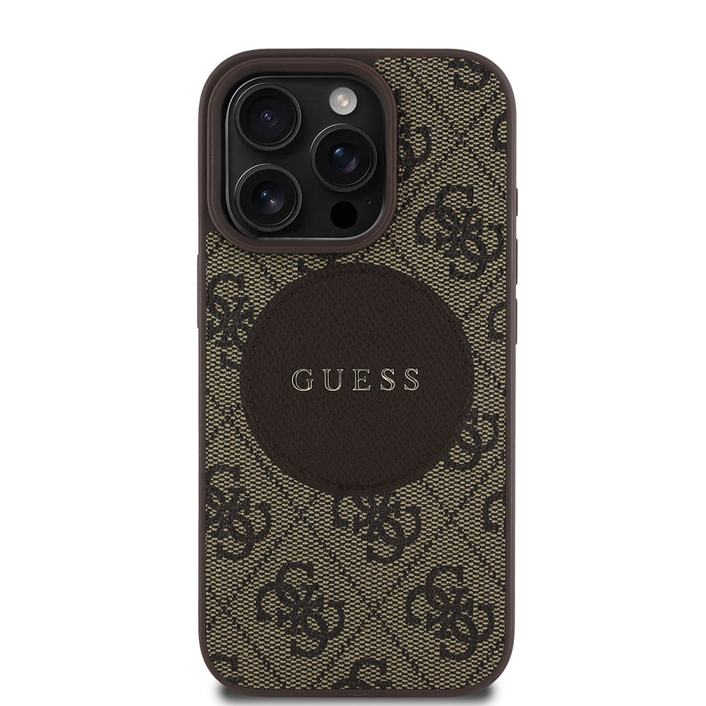 Apple iPhone 16 Pro Max Kılıf Guess Orjinal Lisanslı M-safe Şarj Özellikli Yazı Logolu Circle Classic Kapak