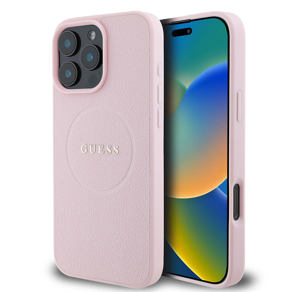 Apple iPhone 16 Pro Max Kılıf Guess Orjinal Lisanslı M-safe Şarj Özellikli Yazı Logolu Grained Kapak