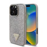 Apple iPhone 16 Pro Max Kılıf Guess Orjinal Lisanslı Taşlı Arka Yüzey Üçgen Logolu Kapak