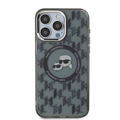 Apple iPhone 16 Pro Max Kılıf Karl Lagerfeld Orjinal Lisanslı M-safe Şarj Özellikli IML Baskılı Metal Monogram KC Heads Kapak