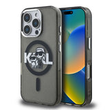 Apple iPhone 16 Pro Max Kılıf Karl Lagerfeld Orjinal Lisanslı Parlayan Simli Karl & Choupette Sketch Logo Kapak