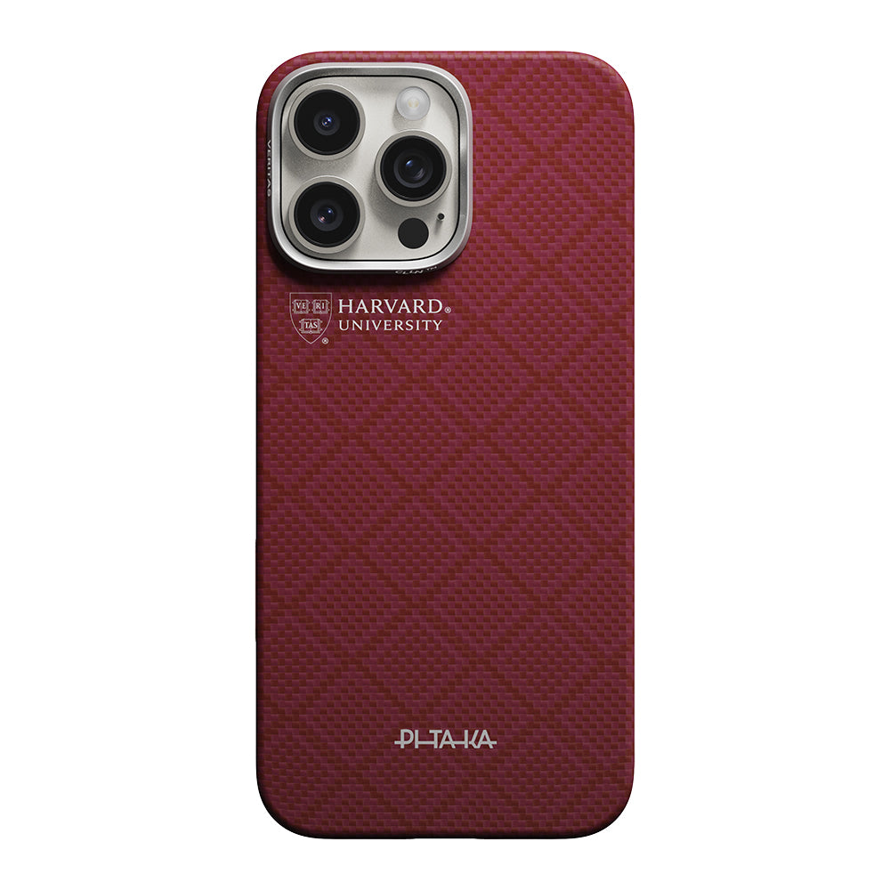 Apple iPhone 16 Pro Max Kılıf M-safe Şarj Özellikli Aramid Fiber Pitaka Harvard University Serisi Kapak