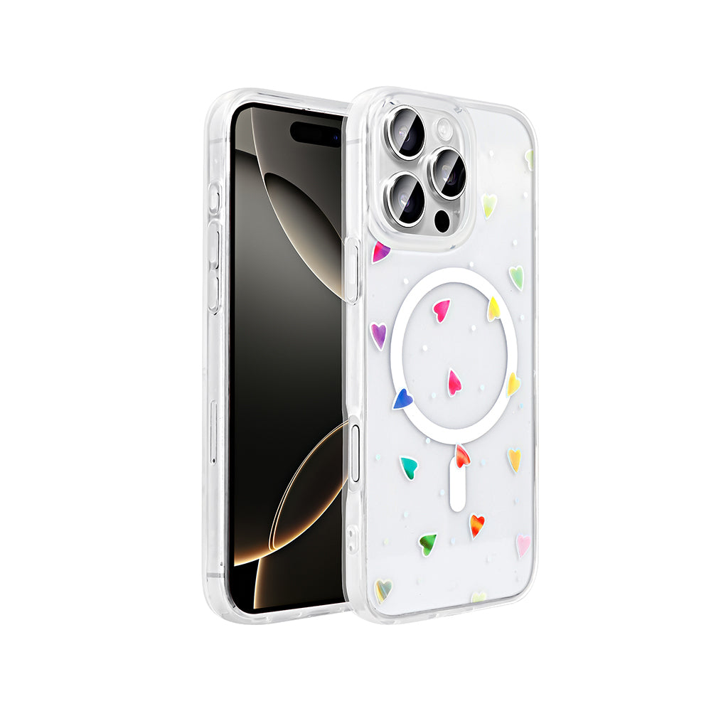 Apple iPhone 16 Pro Max Kılıf M-Safe Şarj Özellikli Şeffaf Zore Folk Sert Kapak