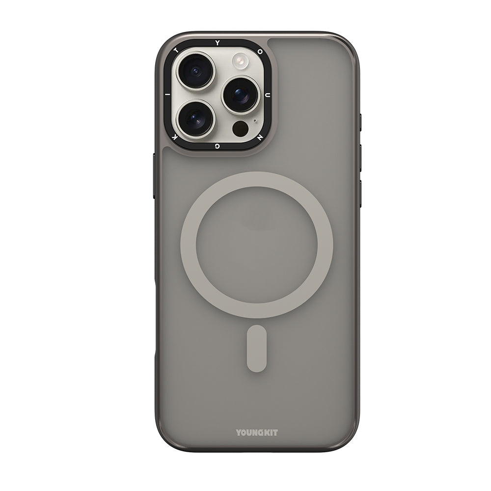Apple iPhone 16 Pro Max Kılıf M-safe Şarj Özellikli Cam Arka Yüzey TPU Youngkit Gemstone Serisi Kapak