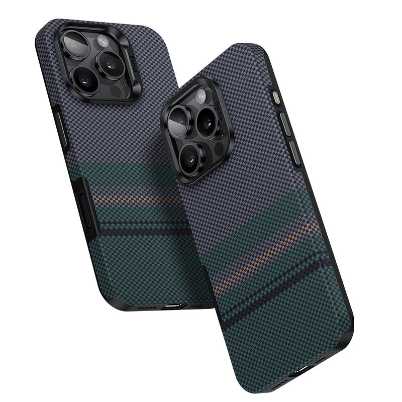 Apple iPhone 16 Pro Max Kılıf M-safe Şarj Özellikli Karbon Fiber Tasarımlı Benks Aurora ArmorPro Kevlar Kapak