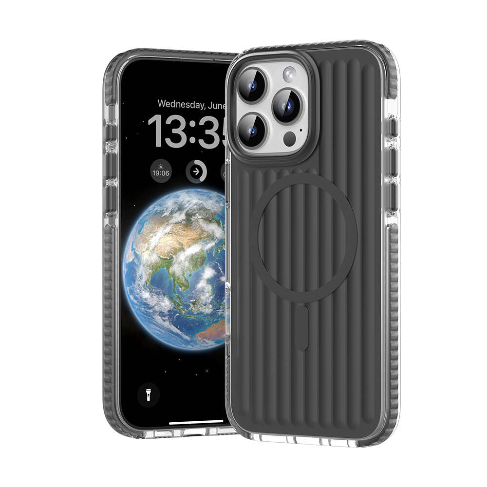 Apple iPhone 16 Pro Max Kılıf M-safe Şarj Özellikli Oyuklu Tasarım Mutural Bumpy Clear Kapak