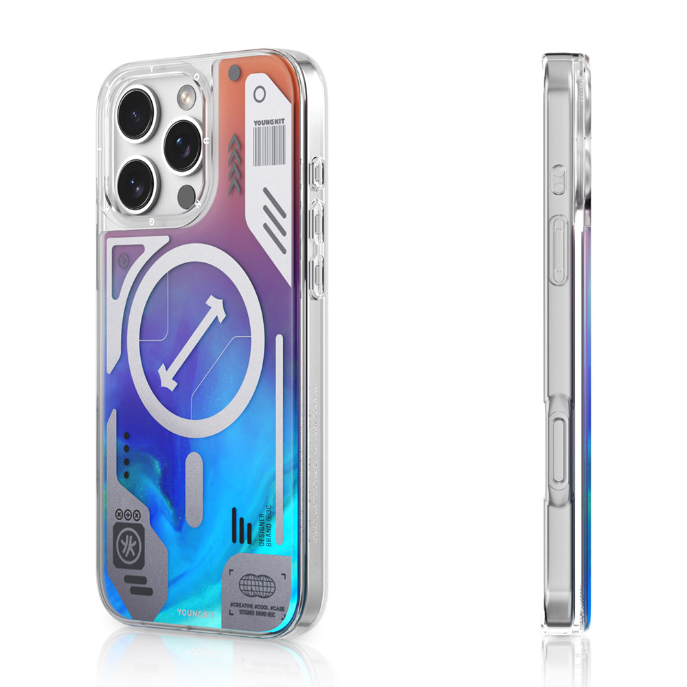 Apple iPhone 16 Pro Max Kılıf M-safe Şarj Özellikli Parlak Kumlu Sıvılı Tasarımlı Galaxy Fantasy Serisi Kapak