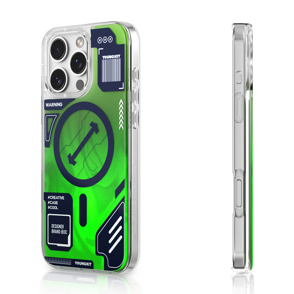 Apple iPhone 16 Pro Max Kılıf M-safe Şarj Özellikli Parlak Kumlu Sıvılı Tasarımlı Galaxy Fantasy Serisi Kapak