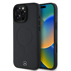 Apple iPhone 16 Pro Max Kılıf Mercedes Benz Orjinal Lisanslı M-safe Şarj Özellikli Metal Yıldız Logolu Sade Pürüzsüz Deri Kapak