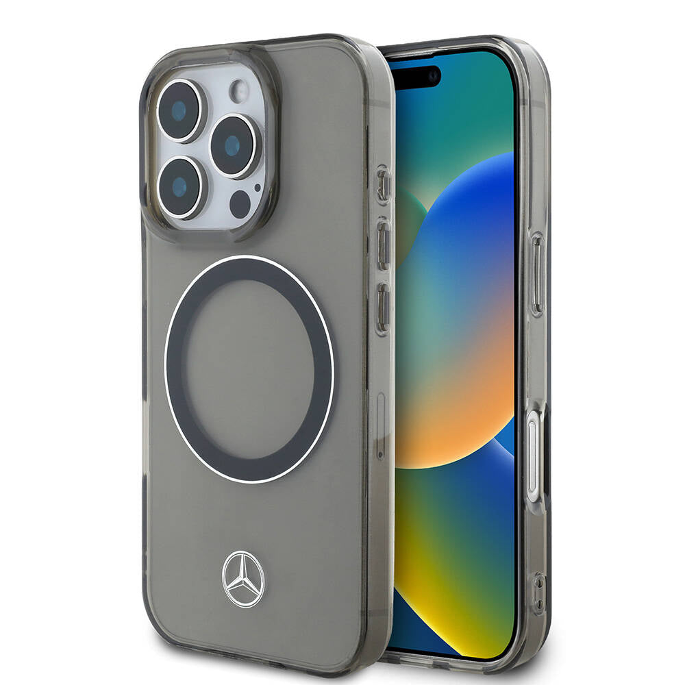 Apple iPhone 16 Pro Max Kılıf Mercedes Benz Orjinal Lisanslı M-safe Şarj Özellikli Saydam Yüzey Silver Ring Kapak