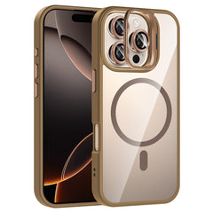 Apple iPhone 16 Pro Max Kılıf Standlı ve Kamera Lens Hediyeli M-Safe Şarj Özellikli Zore Etro Kapak