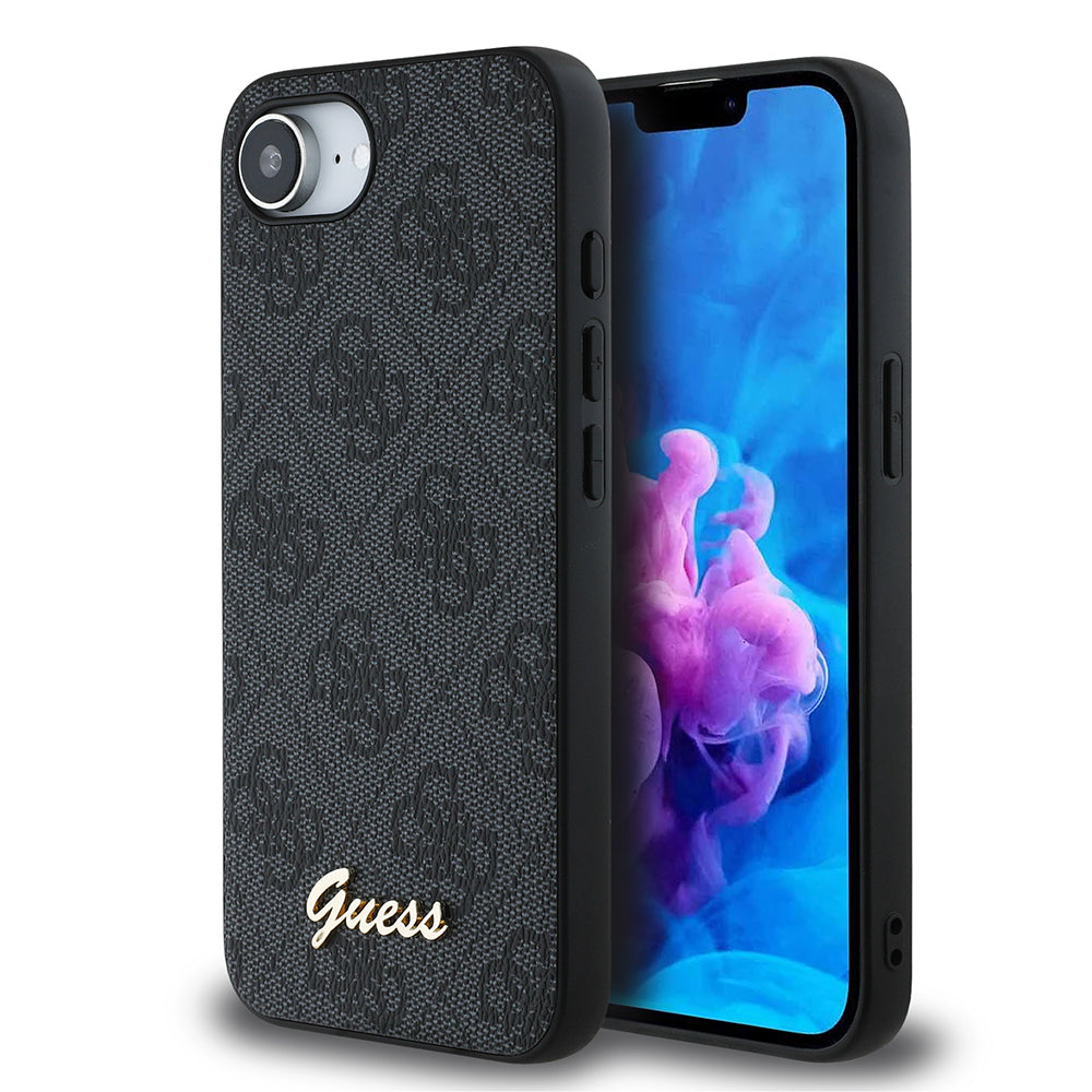 Apple iPhone 16E Kılıf Guess Orjinal Lisanslı 4G Desenli Script Metal Logolu Kapak