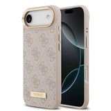 Apple iPhone 17 Air Kılıf Guess Orjinal Lisanslı M-safe Şarj Özellikli 4G Desenli PU Metal Plaka Klasik Logolu Kapak